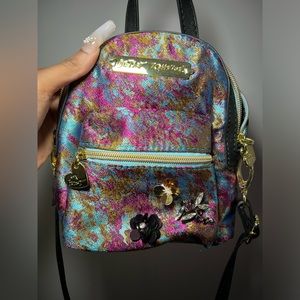 Betsey Johnson- MINI Convertible Cross-Body Bag - BLUE/MULTI